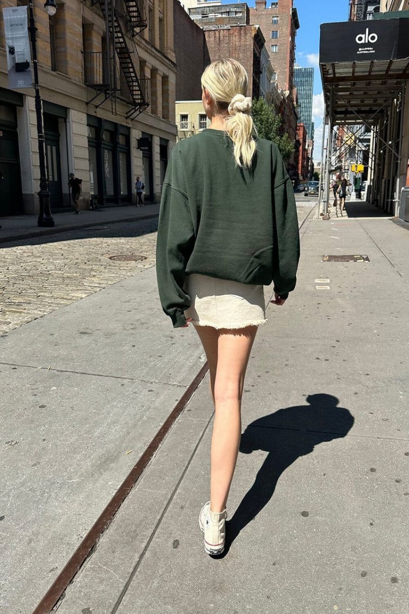 Sweatshirt Brandy Melville Erica Oversized Vert Foncé | RFZ-15518316